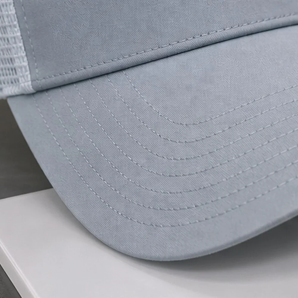 ALO Yoga Mist Blue Gray Pilates Mesh Trucker Cap Hat OS